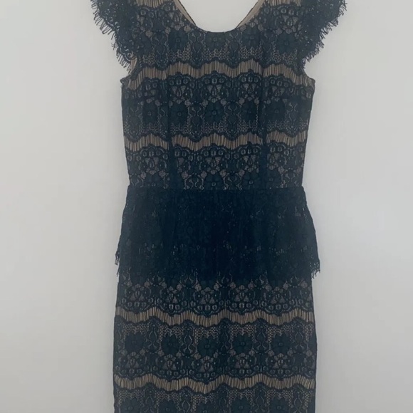 Maeve Anthropologie Elsa Floral Lace Overlay Peplum Sheath Dress Womens XS (489) - Picture 3 of 7